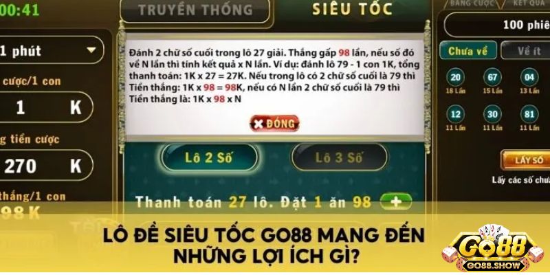 Khám phá những điểm nổi bật của lô đề siêu tốc tại Go 88